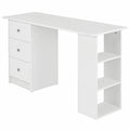 Weißer Schreibtisch mit Schubladen und Regalen, 120x49x72 cm, ideal für Homeoffice und Büro
