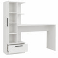 Ergonomischer Schreibtisch mit Regal, 140cm, für Büro und Zuhause, Eiche Artisan