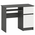 Moderner Computertisch mit Schubladen und Tastaturablage, Graphitgrau/Weiß, 90x77x50 cm