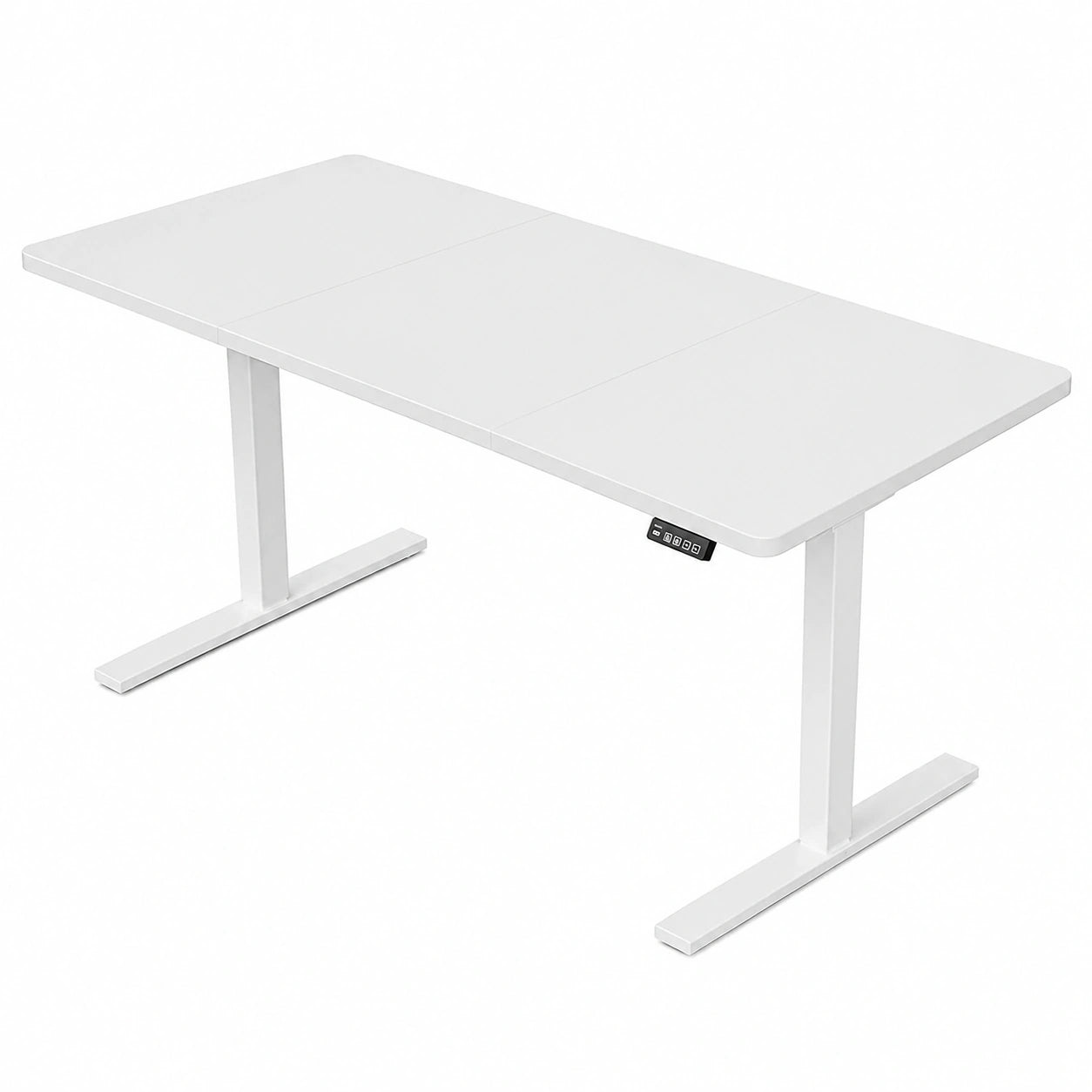Elektrisch höhenverstellbarer Schreibtisch 160 x 80 cm mit Memory-Funktion, Ergonomischer Sitz-Steh-Arbeitstisch, Vierteilige Tischplatte, Bürotisch in Weiß