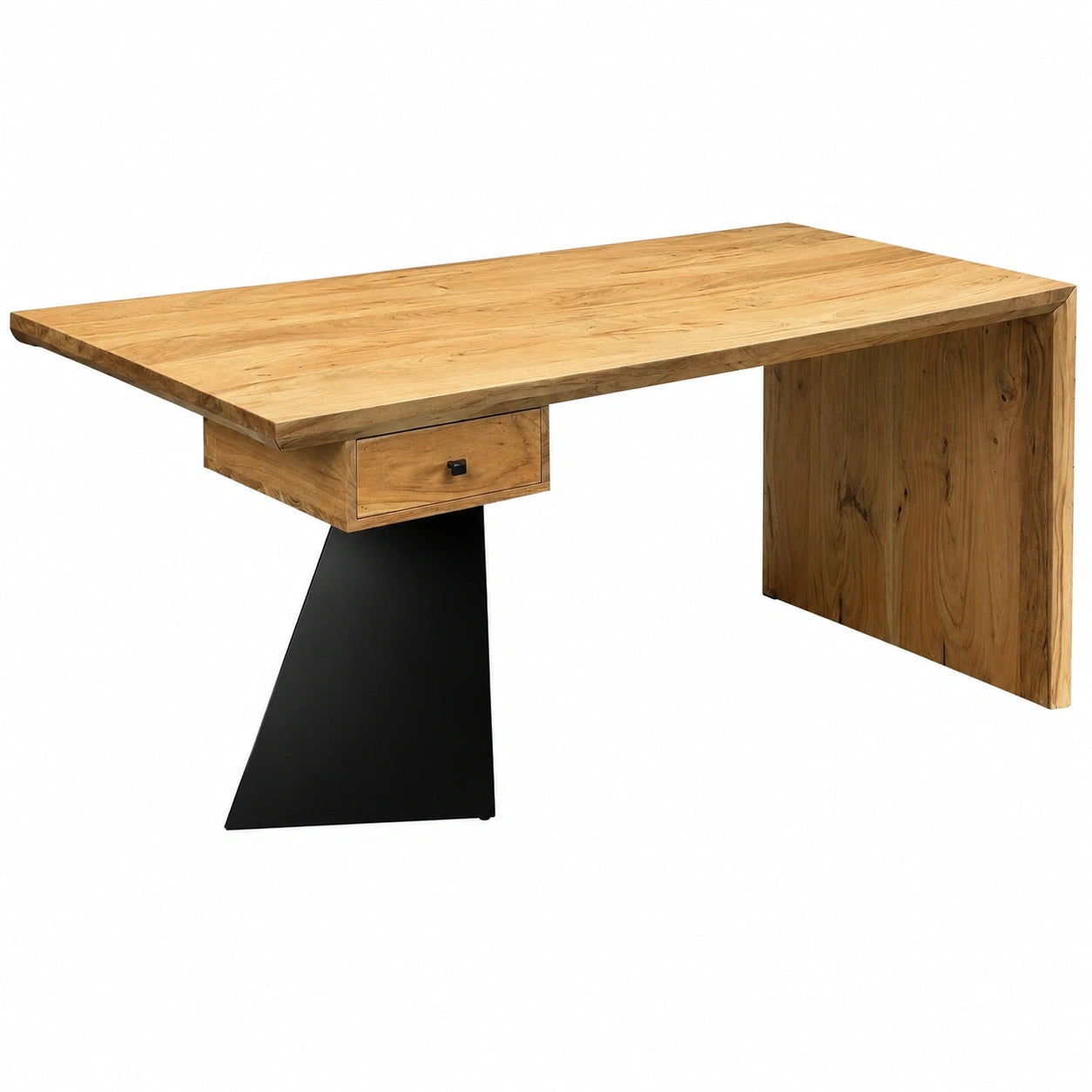 Massivholz Schreibtisch Akazie 180x90 cm mit Schublade, Industrial Design