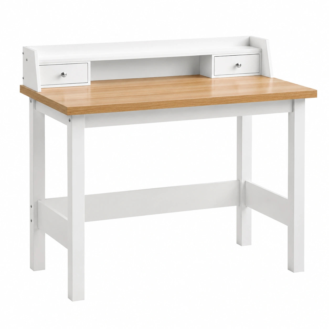 Moderner Schreibtisch mit Schublade, 106x53x90 cm, Weiß, Platzsparender Computertisch für Homeoffice