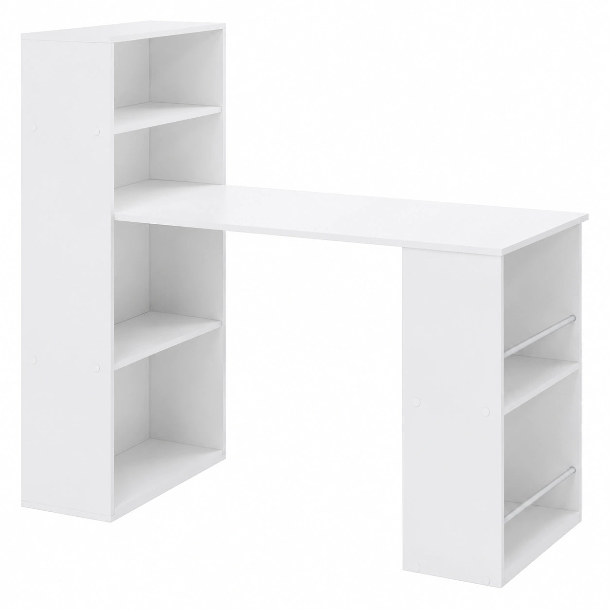 Moderner Computertisch mit Regal, Weiß, 120x55x120 cm, Perfekt für Arbeitszimmer im Homeoffice