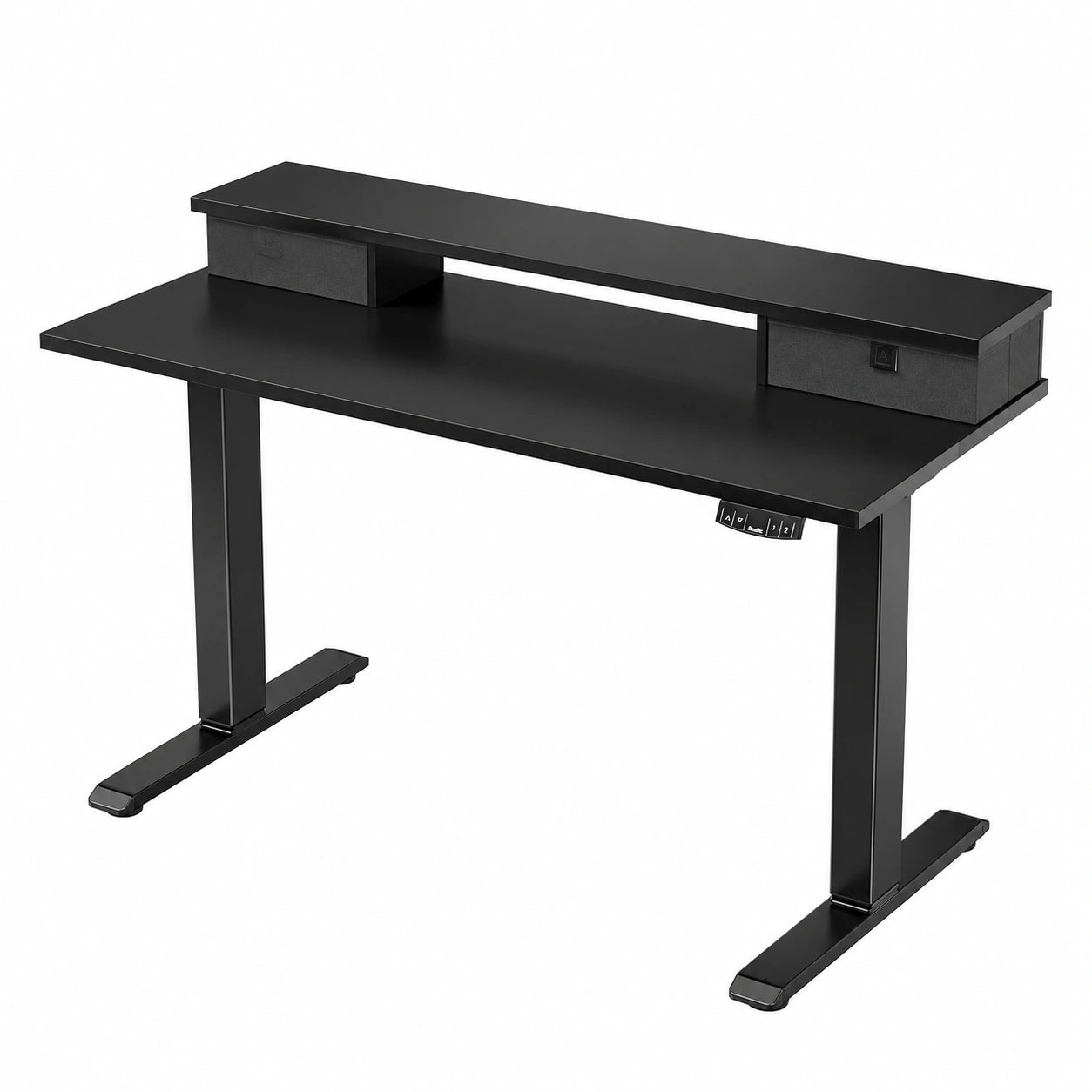 Elektrisch Höhenverstellbarer Gaming-Schreibtisch mit Speicherfunktion und Schubladen, 100 x 60 cm, Schwarz