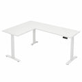 Ergonomischer L-förmiger Schreibtisch, höhenverstellbar, 190 x 155 cm, ideal für Ecken, Weiß