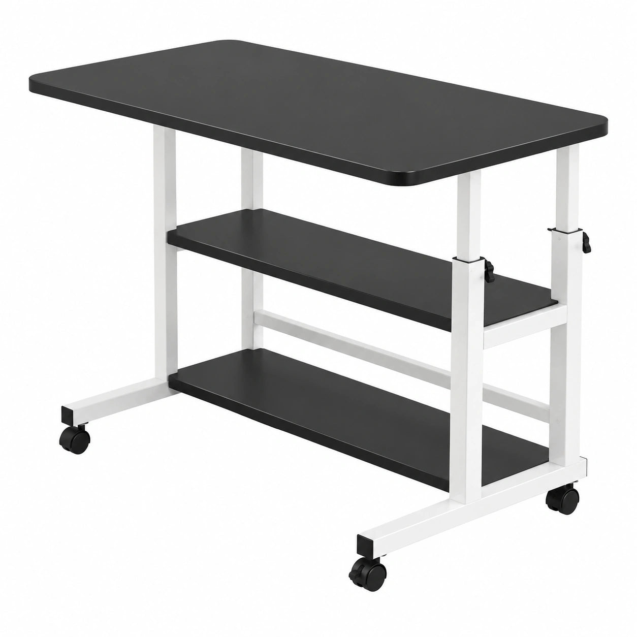 Höhenverstellbarer mobiler Schreibtisch mit Rollen, 80x40x60-90 cm, Schwarz