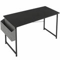 Moderner Schreibtisch mit Kopfhörerhalter und Ablagetasche, stabiler Computertisch im Industriedesign, kompakter Arbeitstisch für Büro und Zuhause, Schwarz 120 x 60 x 75 cm