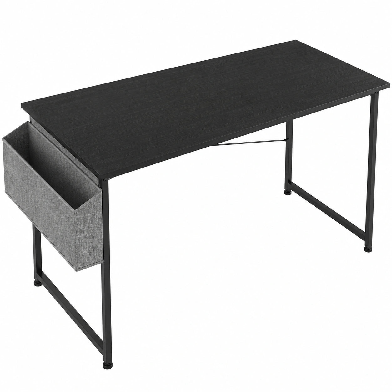 Moderner Schreibtisch mit Kopfhörerhalter und Ablagetasche, stabiler Computertisch im Industriedesign, kompakter Arbeitstisch für Büro und Zuhause, Schwarz 120 x 60 x 75 cm