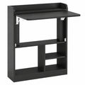Klapptisch für die Wand, platzsparender Laptoptisch mit Regal, ideal für Homeoffice und Büro, schwarz, 64x20x82cm