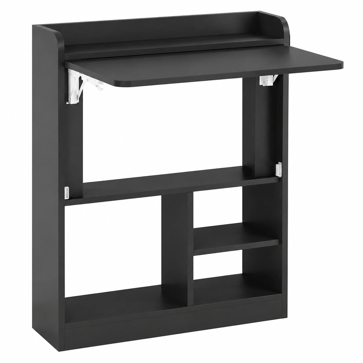 Klapptisch für die Wand, platzsparender Laptoptisch mit Regal, ideal für Homeoffice und Büro, schwarz, 64x20x82cm