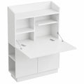 Moderner HOMCOM Klapptisch mit Regal und Schrank, 80 x 30 x 128 cm, Weiß