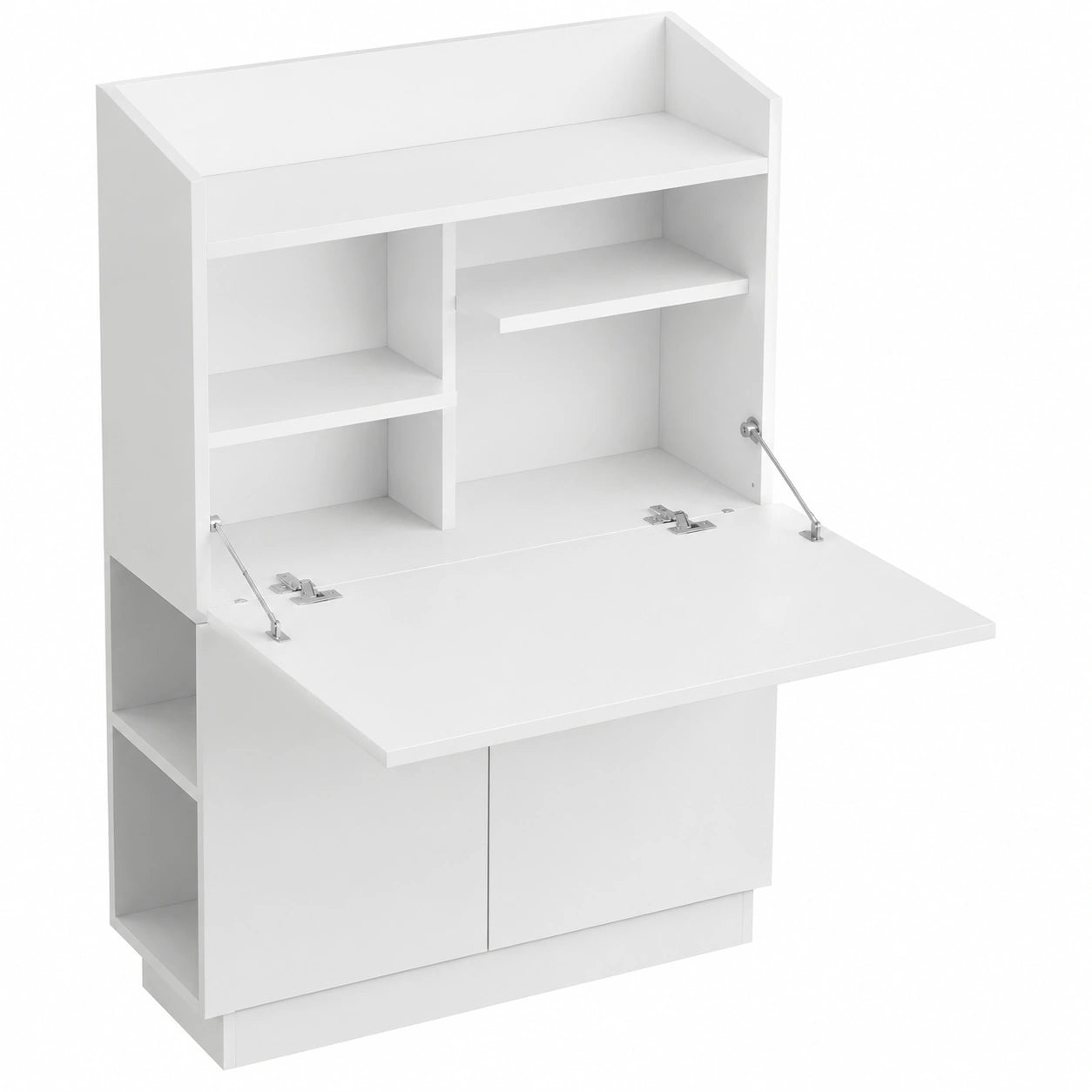 Moderner HOMCOM Klapptisch mit Regal und Schrank, 80 x 30 x 128 cm, Weiß