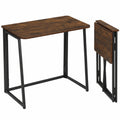 Kompakter Klappschreibtisch 80x40 cm aus Holz und Metall, platzsparender Computertisch für Homeoffice