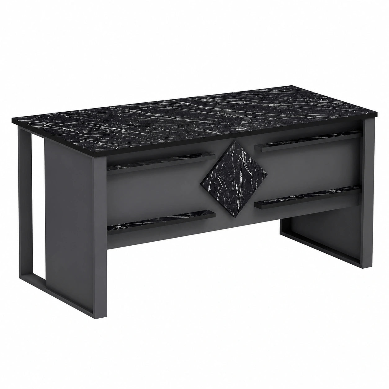 Moderner Schreibtisch BOSS 150x72x75,6 cm – Anthrazit-Schwarz Marmor für Büro & Home Office