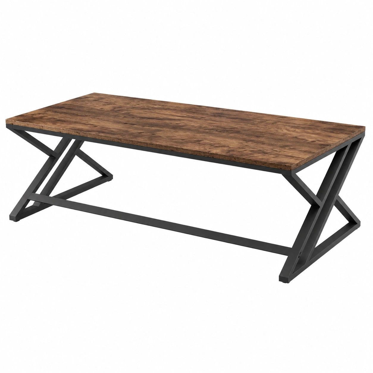Großer Schreibtisch 180cm aus Holz und Metall für Homeoffice, Robuster Computertisch für Zwei mit Platz für Monitore, Vintage Design in Braun-Schwarz