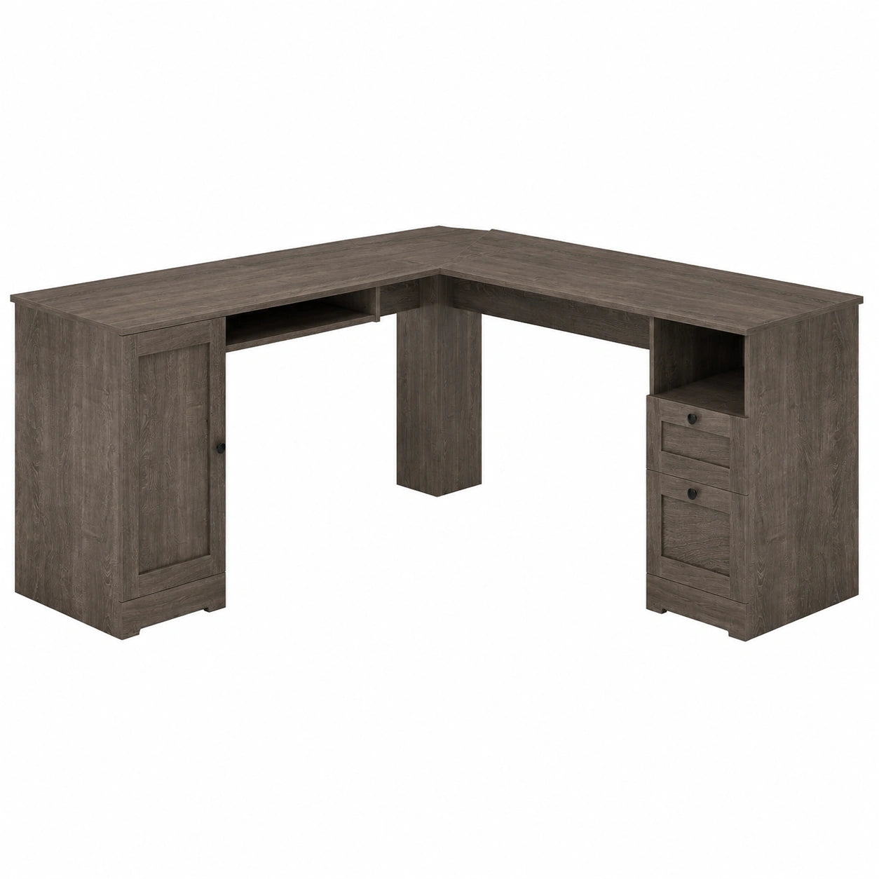 L-förmiger Eckschreibtisch mit USB-Anschlüssen, Stauraum und Tastaturablage, modernes Design für Büro und Zuhause