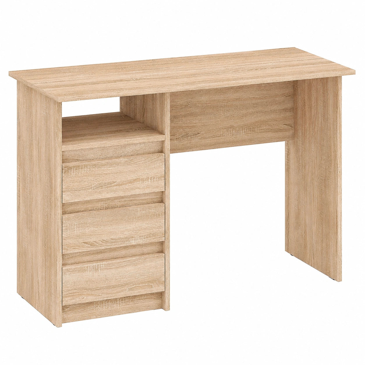 Moderner Büroschreibtisch mit Schubladen, Sonoma Eiche, 110 x 50 x 74 cm, Arbeitstisch für Kinder und Erwachsene