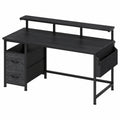 Gaming Schreibtisch 140x48 cm mit Schubladen und Monitorständer, Computertisch für Gamer und Büro, Schwarz